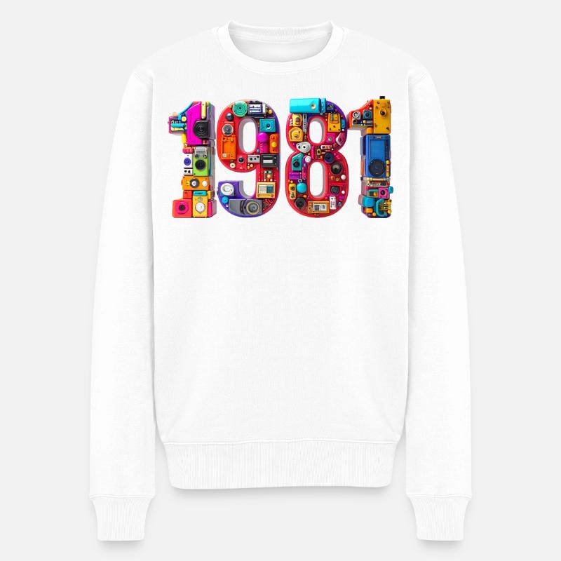 1981 – Geburtsdatum, Abitur, Hochzeit, Geburt - Männer Premium Bio Pullover - Weiß