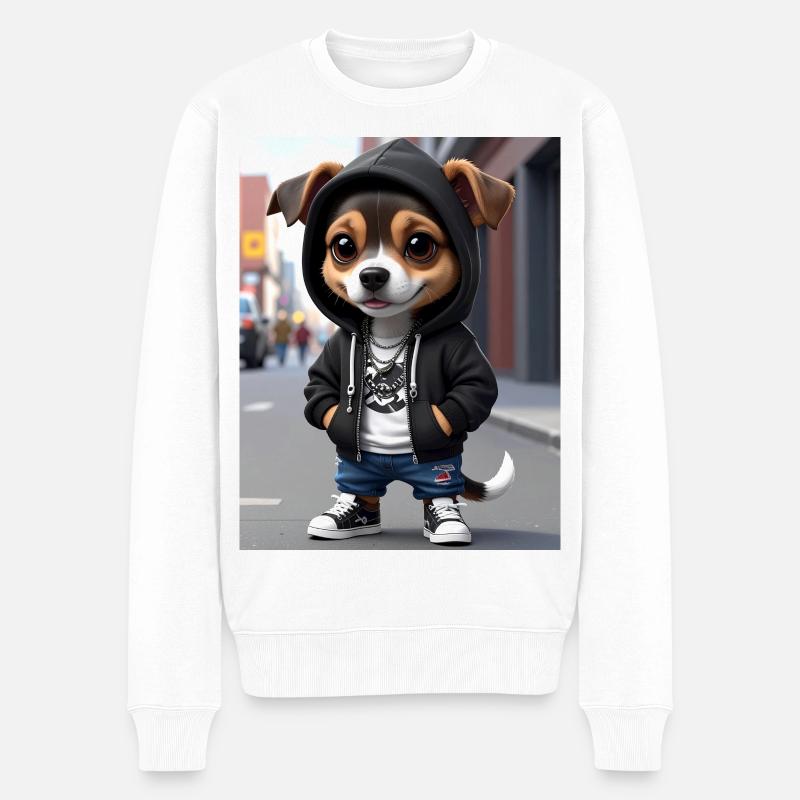Street Pup Kapuzenpullover - Männer Premium Bio Pullover - Weiß