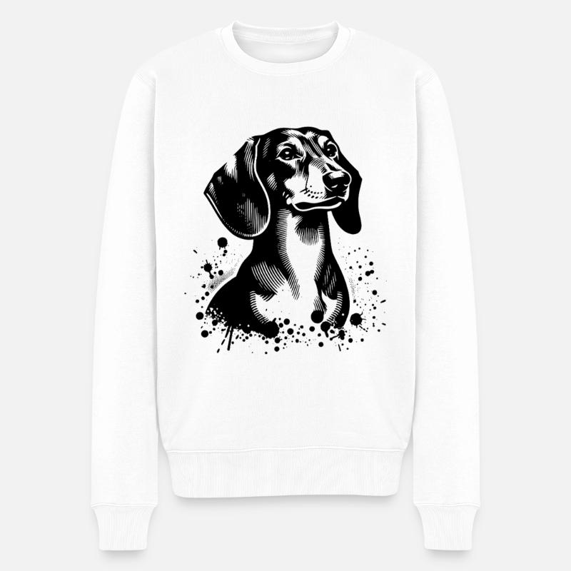 Dackel - Männer Premium Bio Pullover - Weiß
