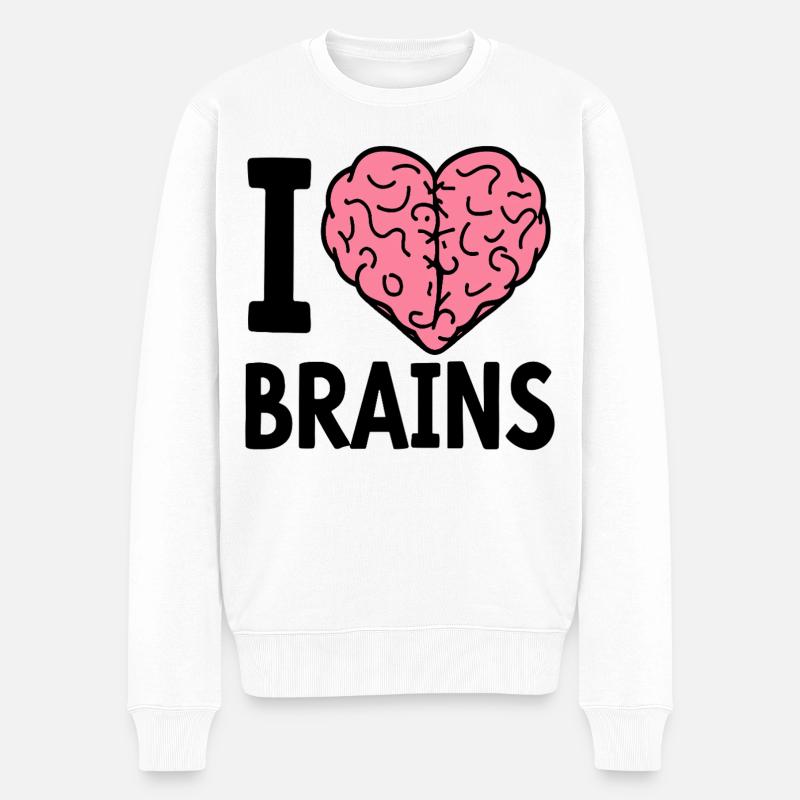 J’aime le dicton zombie de Brains - Pull Premium bio Homme - blanc