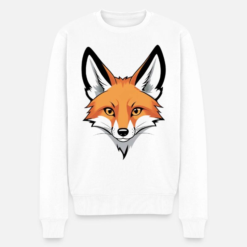 Fuchs Kopf Illustration - Männer Premium Bio Pullover - Weiß
