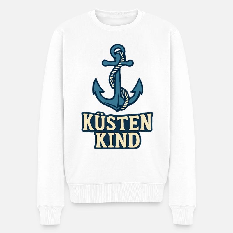 Motif d’ancre d’enfant côtier - Pull Premium bio Homme - blanc