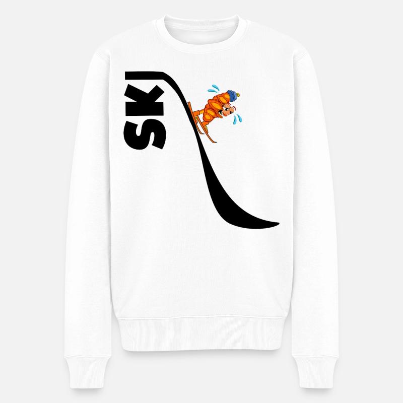 SKIFAHRER-CROISSANTS - Männer Premium Bio Pullover - Weiß