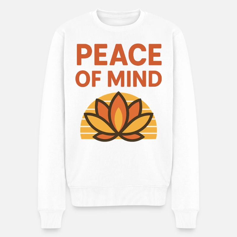 Frieden im Geist Lotus - Männer Premium Bio Pullover - Weiß