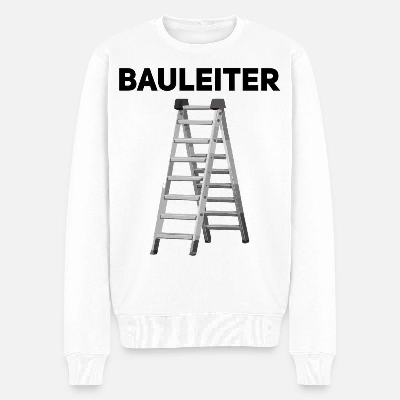 Bauleiter – Lustiger Handwerker Spruch - Männer Premium Bio Pullover - Weiß
