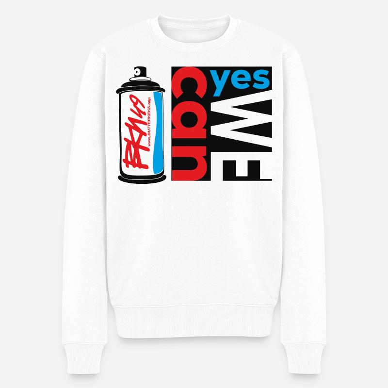Spraykunst Dose Und Stadtgrafik Neonfarben - Männer Premium Bio Pullover - Weiß