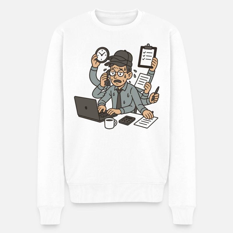 Der Arbeiter mit dem Vielhut - Männer Premium Bio Pullover - Weiß