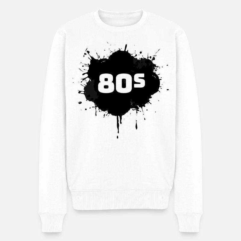 80er Jahre - Männer Premium Bio Pullover - Weiß