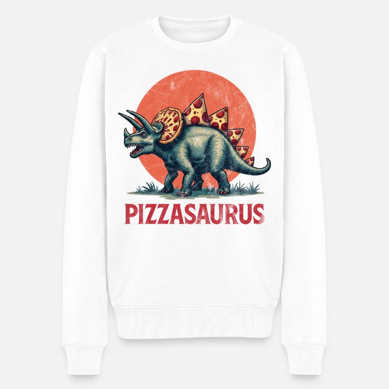 Pizzasaurier - Männer Premium Bio Pullover - Weiß