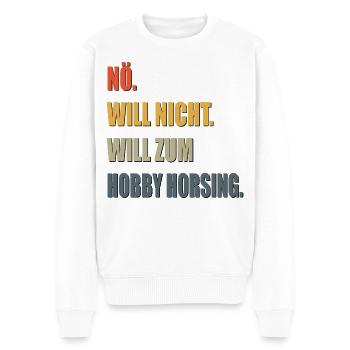 HOBBY HORSING MOTIVATION - Männer Premium Bio Pullover - Weiß - Vorne - Thijin (182cm)