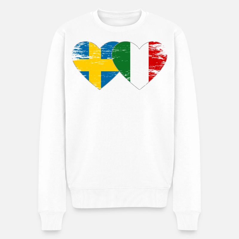 Suède Italie Drapeau Coeur utilisé - Pull Premium bio Homme - blanc