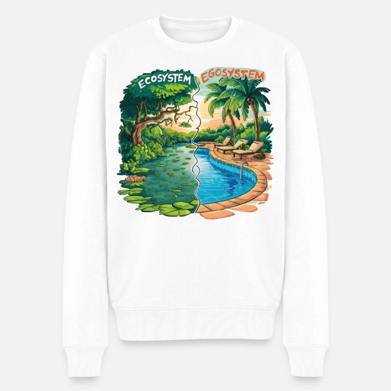 Ecosystem vs Egosystem Message Écologique - Pull Premium bio Homme - blanc