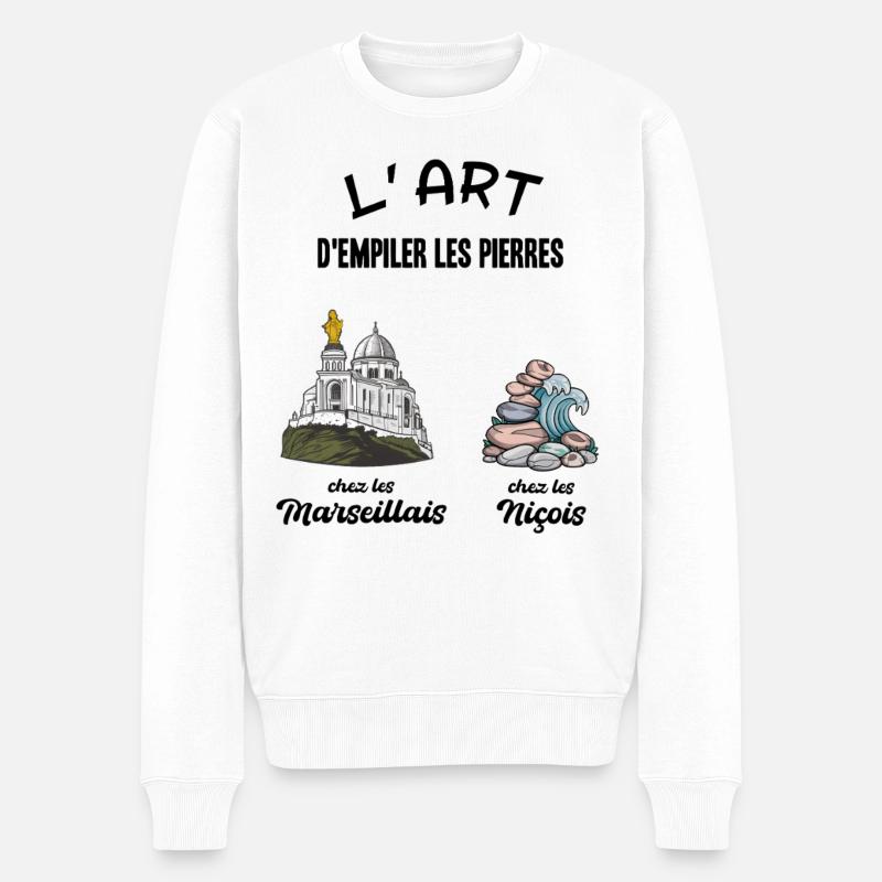 Marseille vs Nice Humour Entre Amis - Pull Premium bio Homme - blanc