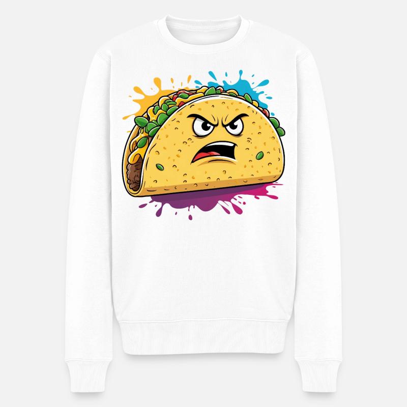 Wütender Taco Cartoon Splash - Männer Premium Bio Pullover - Weiß
