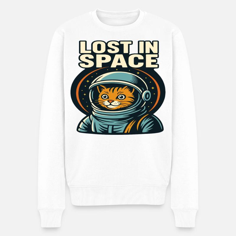 Perdu dans l’espace Katzen Astronaut Design - Pull Premium bio Homme - blanc