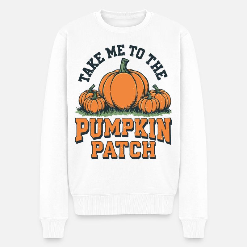 Emmenez-moi au champ de citrouilles - Pull Premium bio Homme - blanc
