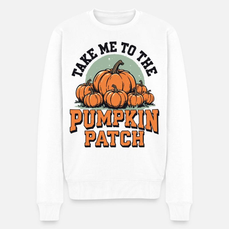 Emmenez-moi au champ de citrouilles - Pull Premium bio Homme - blanc