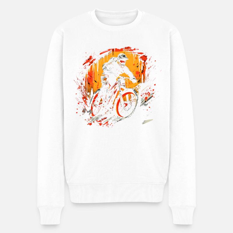 Mountainbiking Illustration - Männer Premium Bio Pullover - Weiß