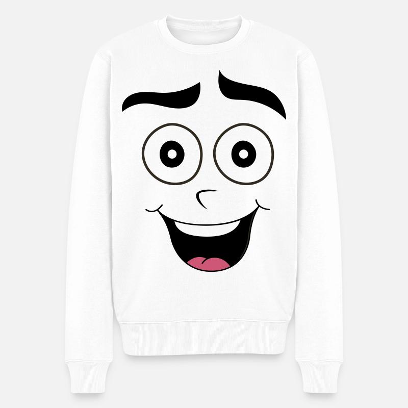 Happy Delicious Gesicht - Männer Premium Bio Pullover - Weiß