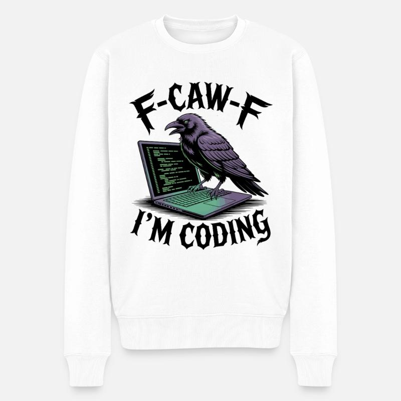 RabenCoder: Code Raven on the laptop - Men's Premium Organic Jumper - white