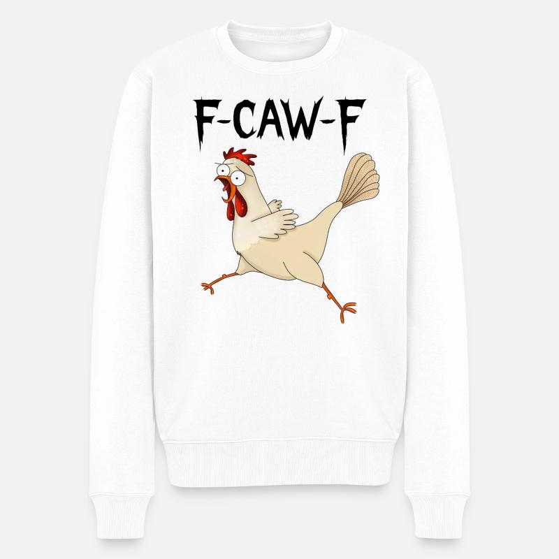 F caw F Huhn - Männer Premium Bio Pullover - Weiß
