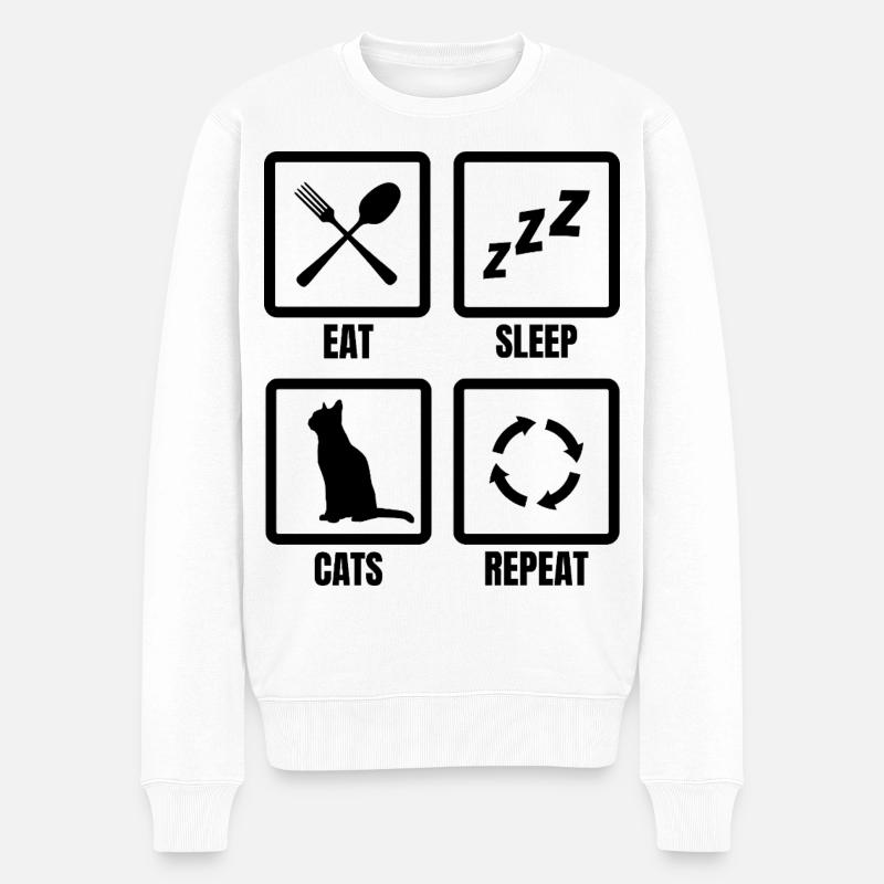 Horaire du propriétaire du chat - Pull Premium bio Homme - blanc