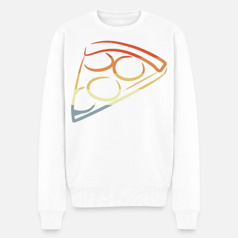 Pizza Retro Look - Männer Premium Bio Pullover - Weiß