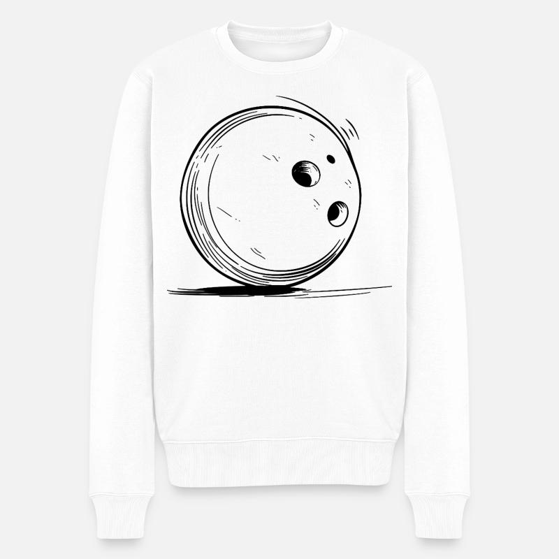 Bowlingkugel Zeichnung - Männer Premium Bio Pullover - Weiß