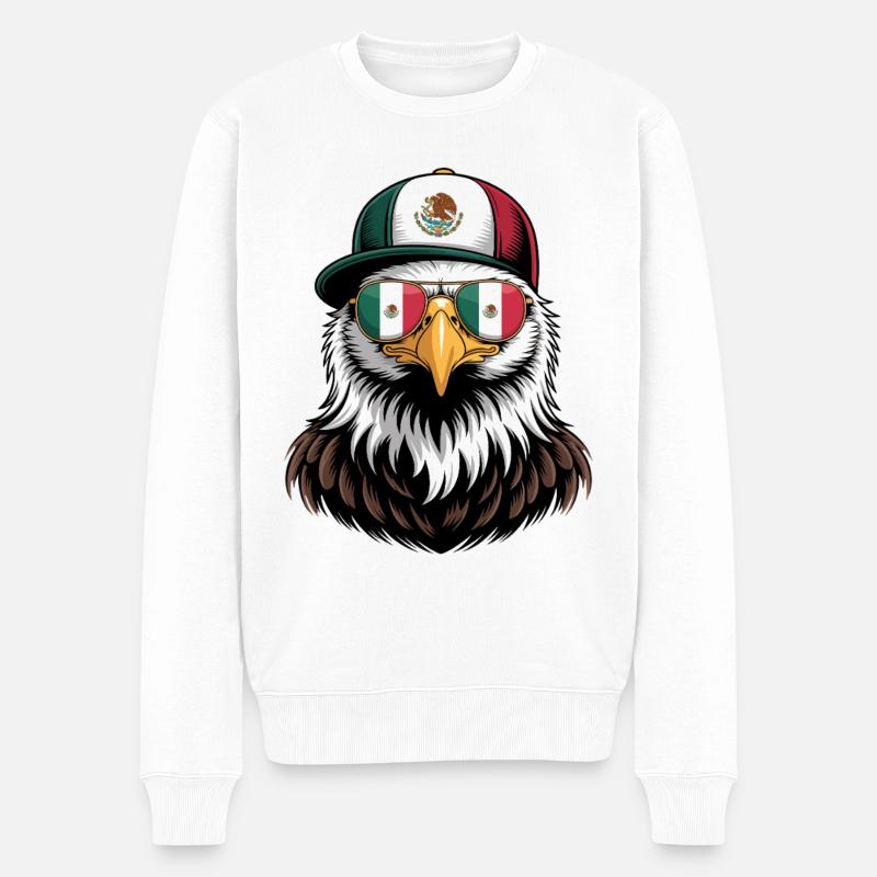 Mexikanischer Adler Retro Sonnenbrille - Männer Premium Bio Pullover - Weiß