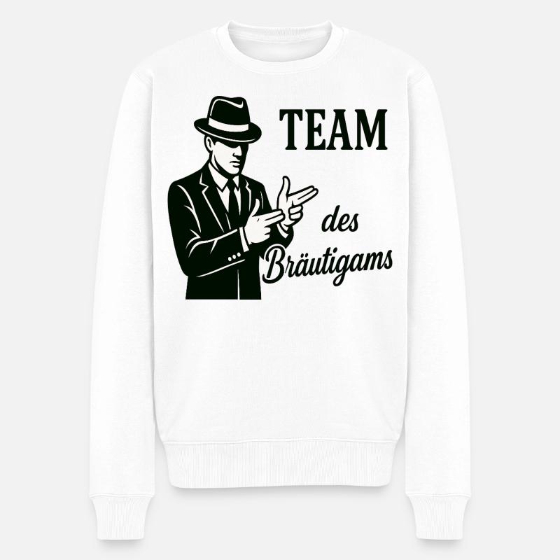 Team des Bräutigams Logo Tee - Männer Premium Bio Pullover - Weiß