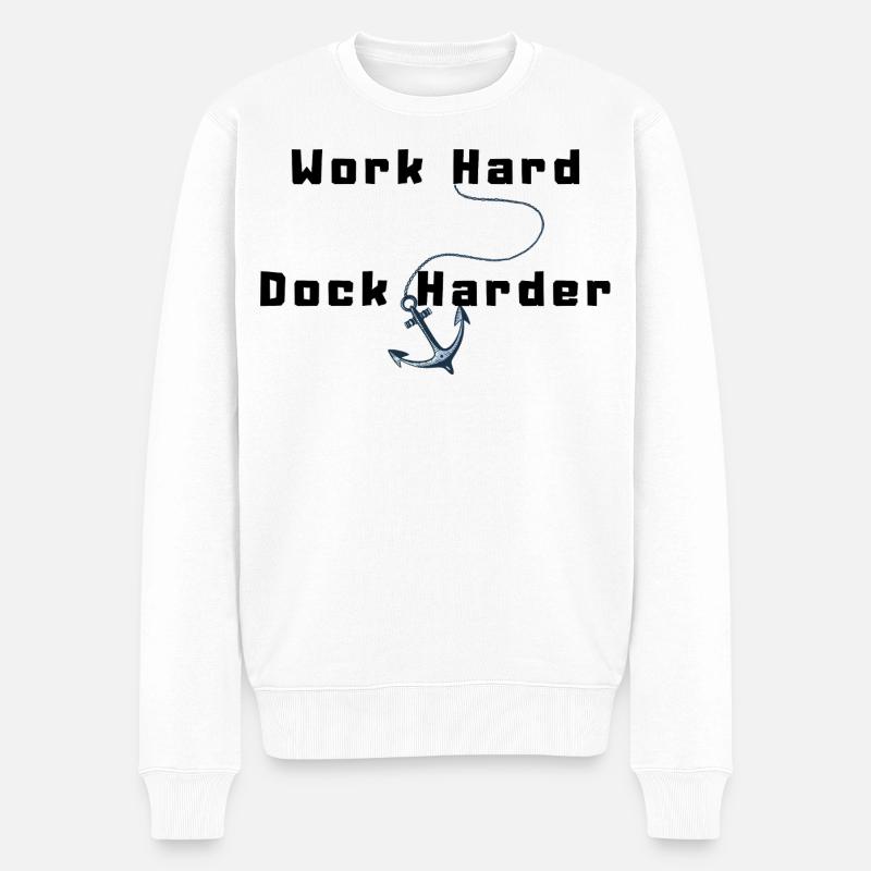 Hart arbeiten Härter andocken - Männer Premium Bio Pullover - Weiß