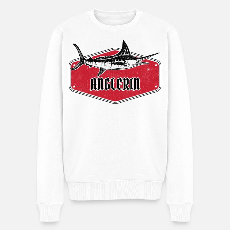 Fisherman Fish USA Design Rouge - Pull Premium bio Homme - blanc