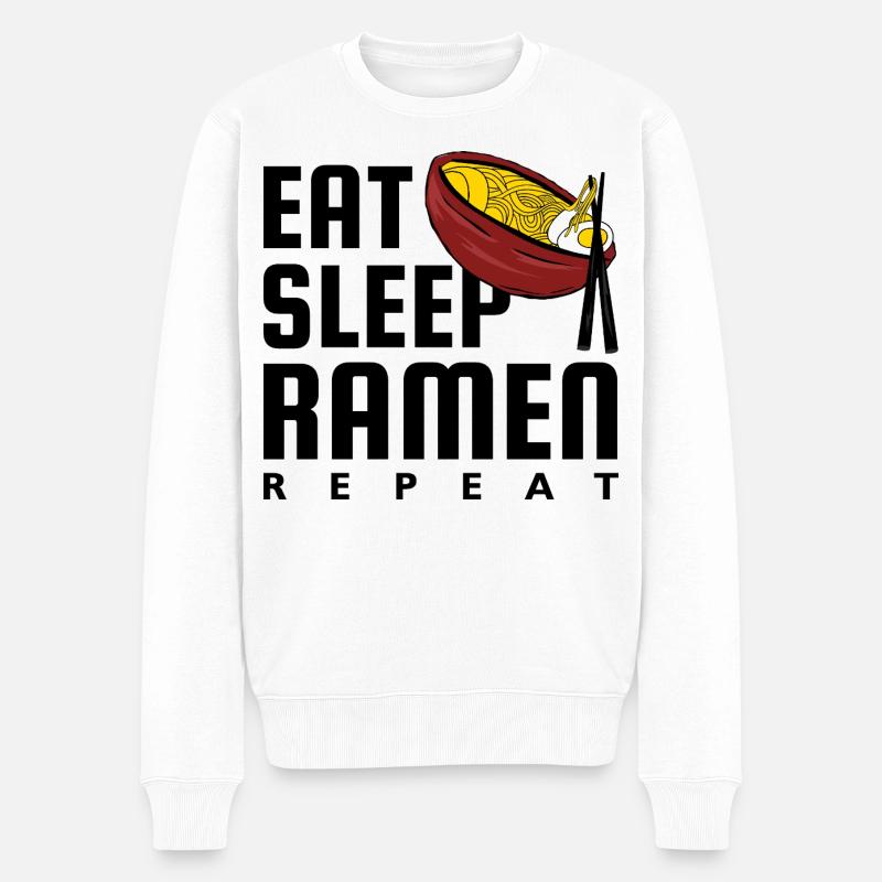 Manger Sleep Ramen Répéter - Pull Premium bio Homme - blanc