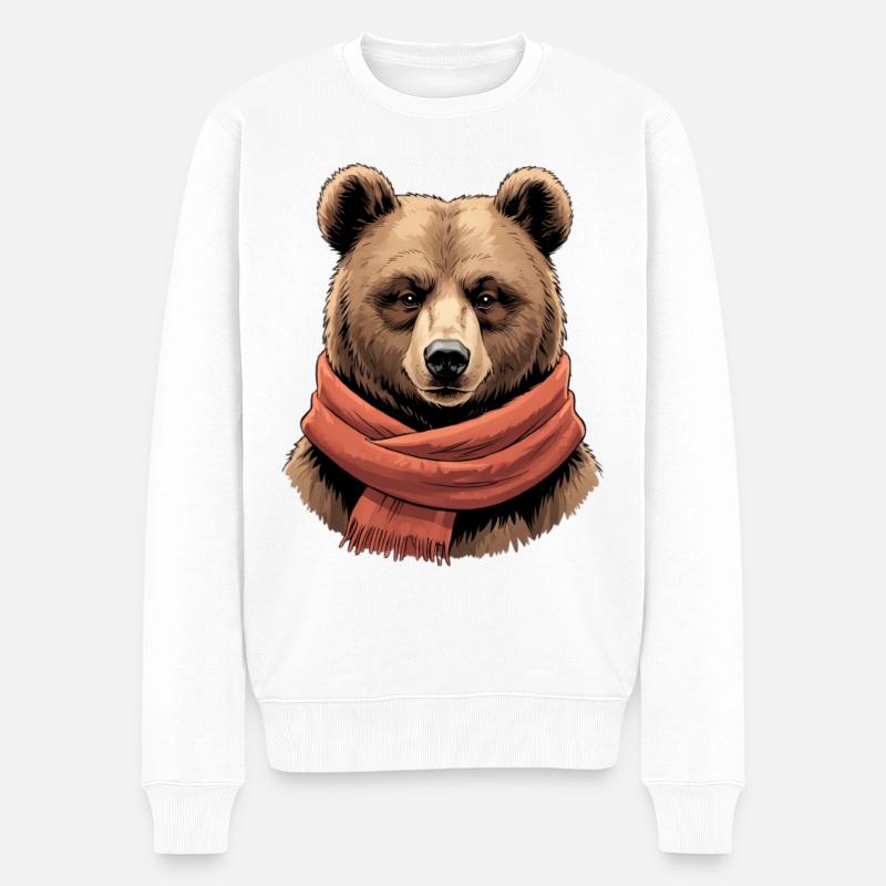 Ours avec écharpe rouge - Pull Premium bio Homme - blanc