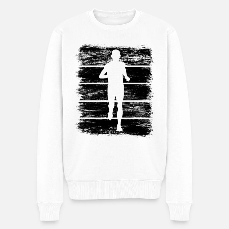 Laufsport - Männer Premium Bio Pullover - Weiß