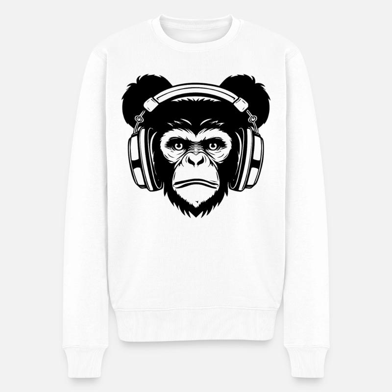 Skateboard Echo Affe Rhythm Street Shirt - Männer Premium Bio Pullover - Weiß