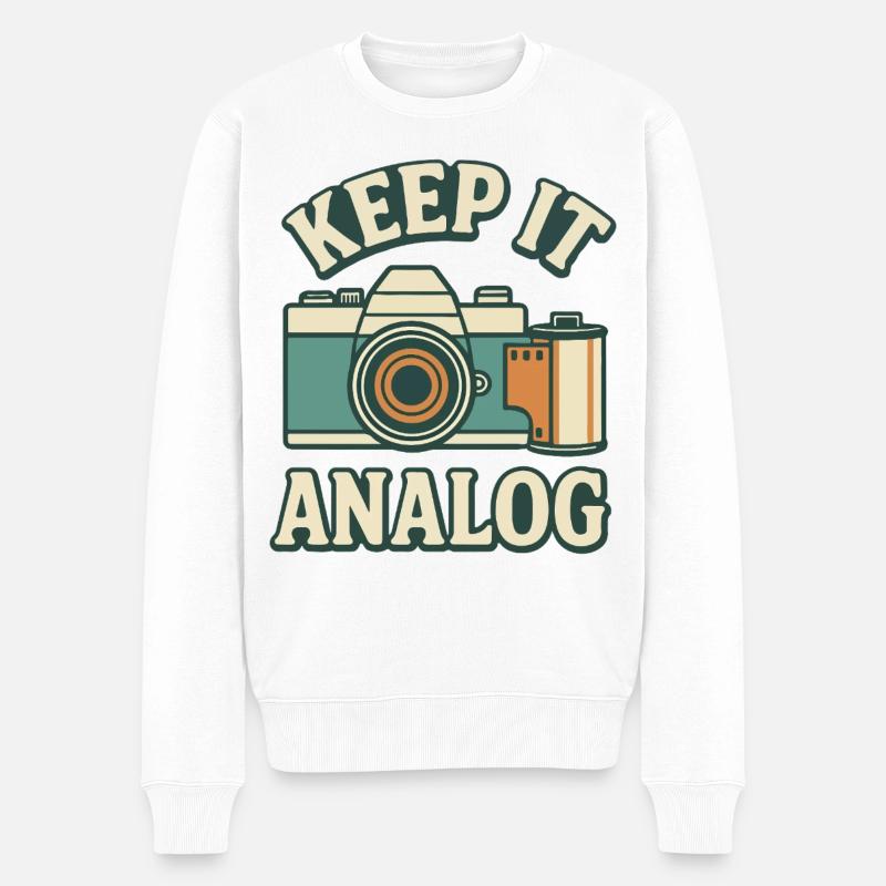 Restez analogique - Pull Premium bio Homme - blanc