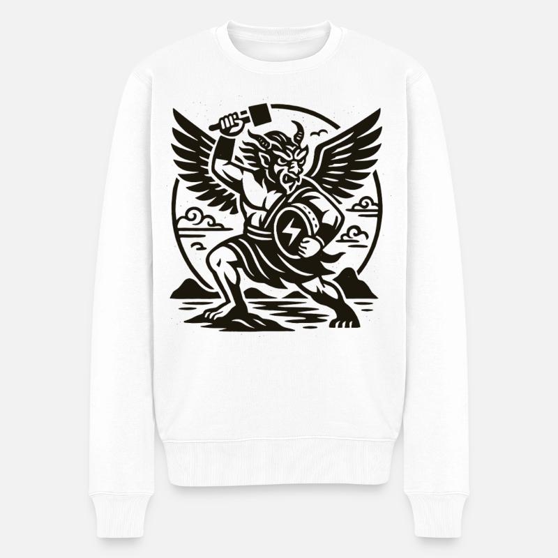 Chinesischer Donnergott Geflügelter Dämonenkrieger - Männer Premium Bio Pullover - Weiß