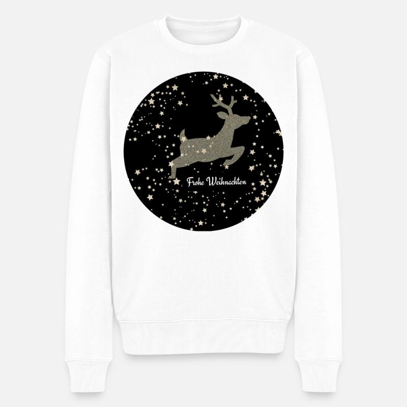 renne volant joyeux noël ciel étoilé - Pull Premium bio Homme - blanc