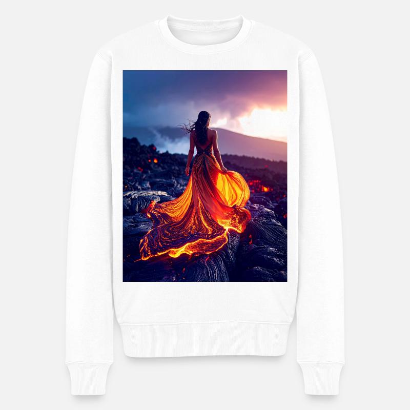 Robe semblable à du feu sur un champ de lave - Pull Premium bio Homme - blanc