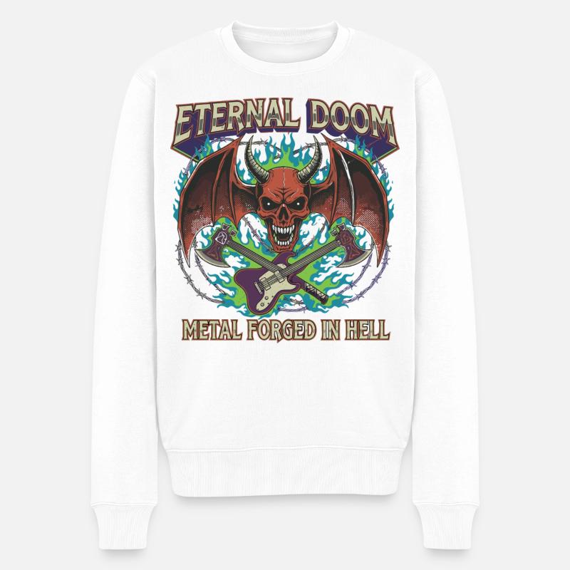 Eternal Doom Höllenmetall Artwork - Männer Premium Bio Pullover - Weiß