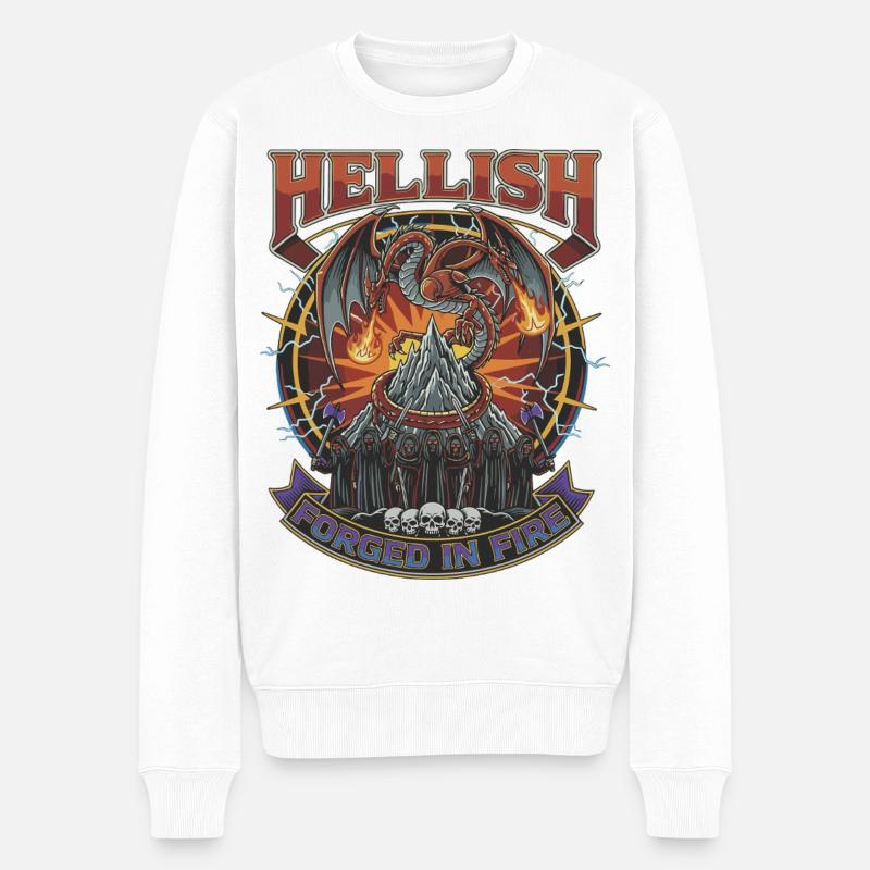 Hellish Forged in Fire - Männer Premium Bio Pullover - Weiß