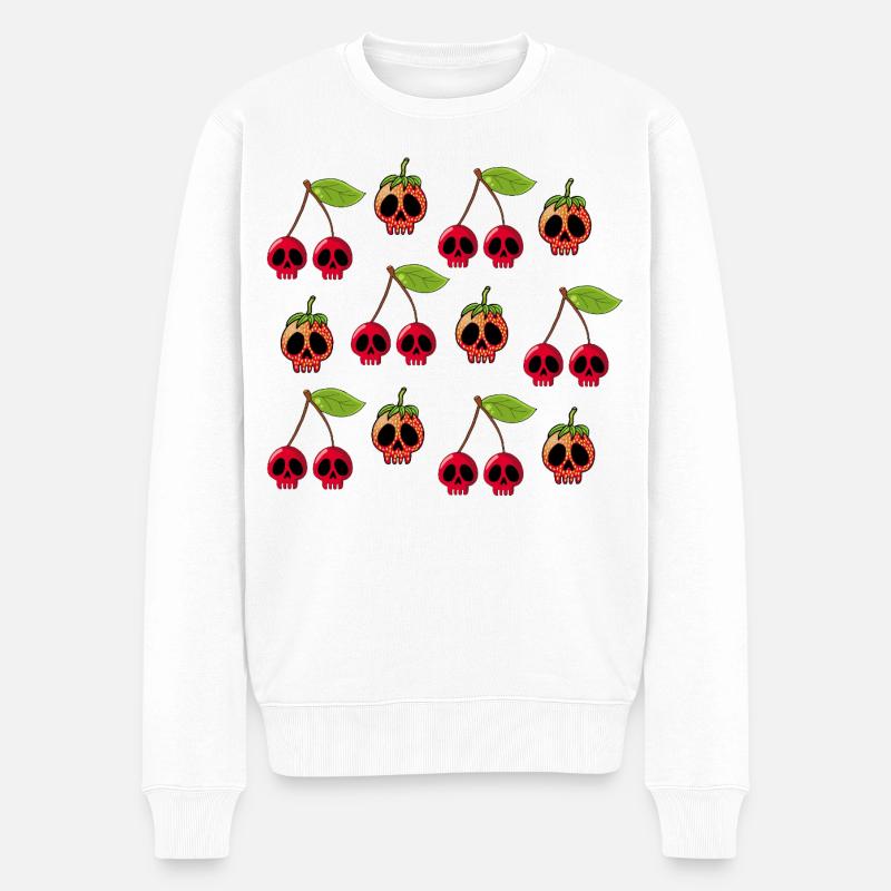 Crânes de cerises et de fraises - Pull Premium bio Homme - blanc