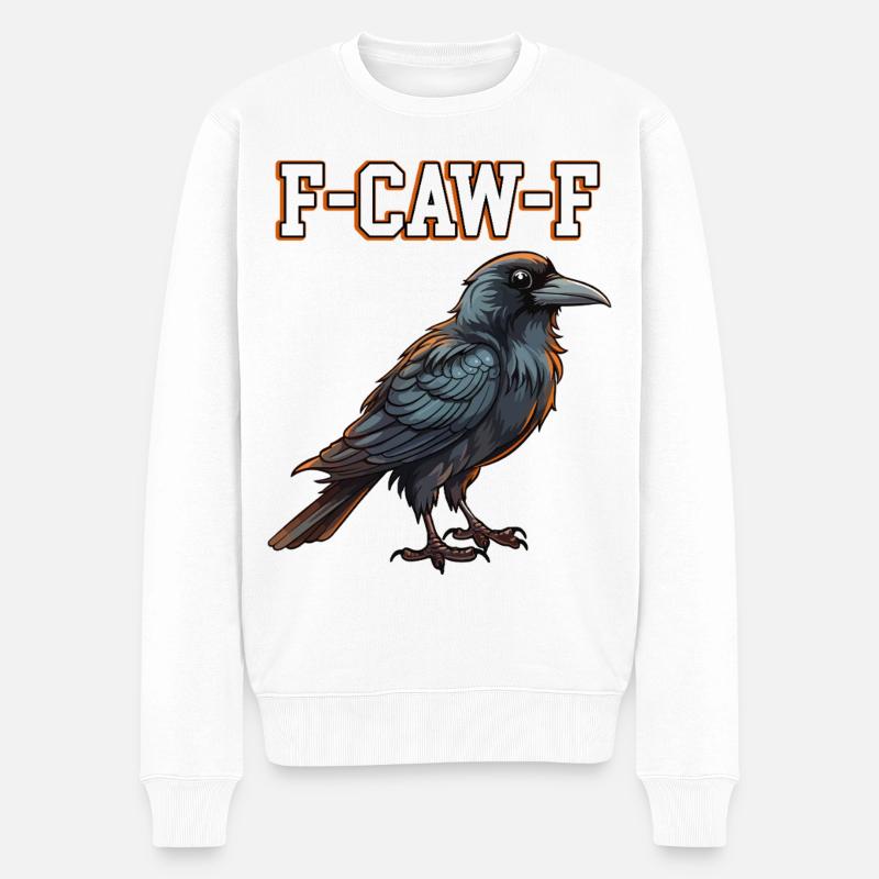F-Caw-F Meme Krähe - Männer Premium Bio Pullover - Weiß