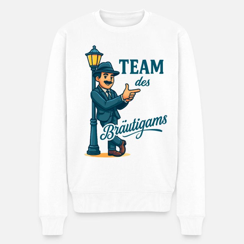 Caricature de l’équipe du marié - Pull Premium bio Homme - blanc