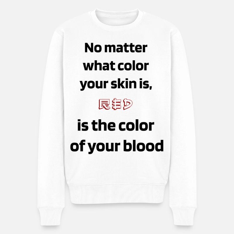 Blutfarbe - Männer Premium Bio Pullover - Weiß