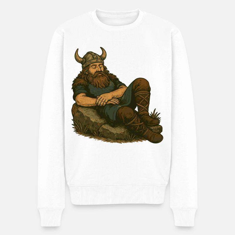 Vikingenruhe am Stein Schlafshirt - Männer Premium Bio Pullover - Weiß
