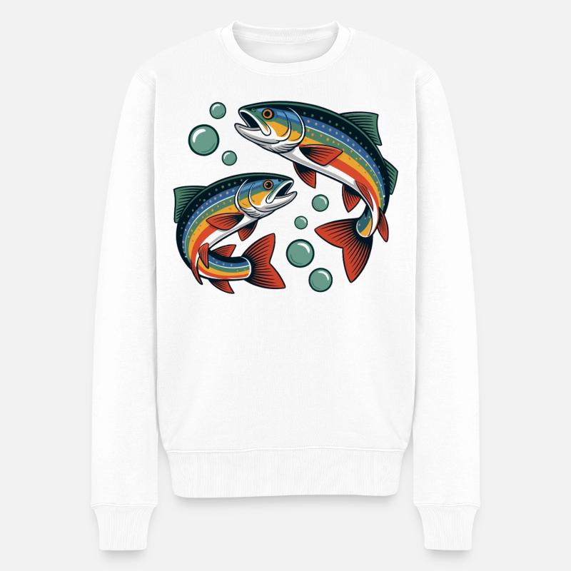 Regenbogenforellen - Männer Premium Bio Pullover - Weiß