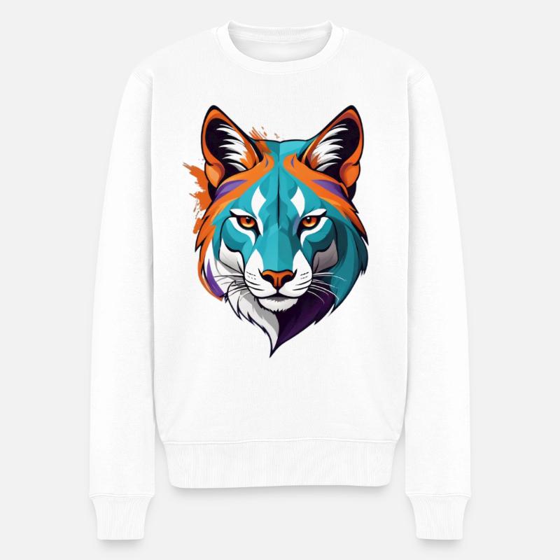 Prismatischer Tigerkopf Illustration - Männer Premium Bio Pullover - Weiß