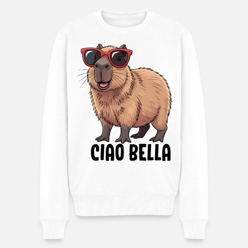 Ciao Bella - Männer Premium Bio Pullover - Weiß